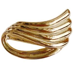 Vintage Signed Piscitelli Angel Wing Scarf Clip Holder 1970s Gold Tone